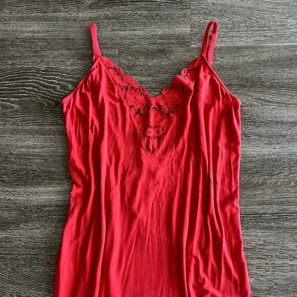 Eberjey Red Lace Trim Nightgown - Picture 6 of 12